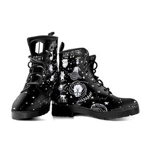Women’s black and white Army BT21 boots